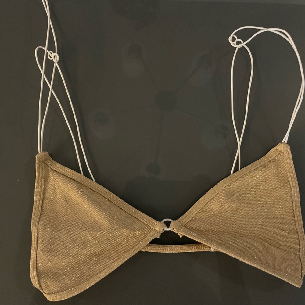 Free People Tan Bra with White Straps